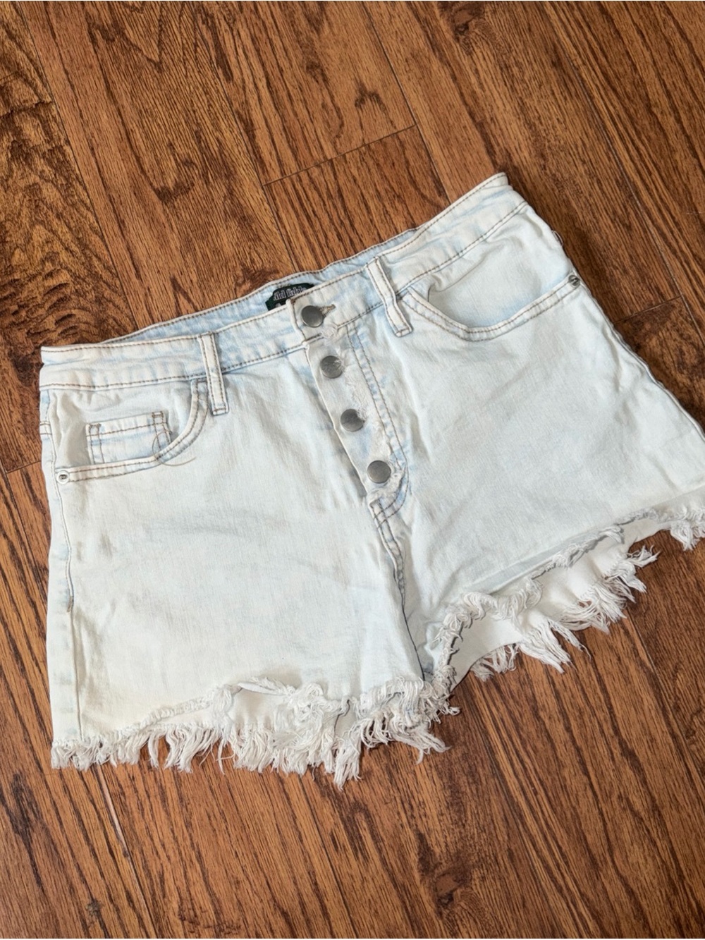 WILD FABLE Women’s High Rise Shorts Light Wash Fray Hem Size 10 Jort 70s Botton